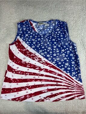 Collections ETC Sleeveless American Flag Star & Stripe Tank Top - Red/Blue/White